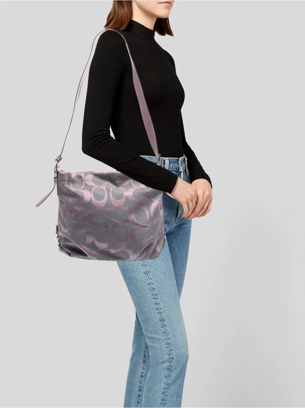Y2K Coach Lavender Signature Jacquard Shoulder Bag